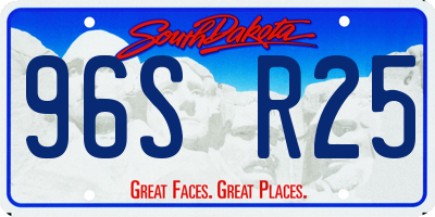 SD license plate 96SR25