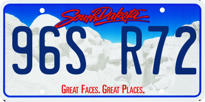 SD license plate 96SR72