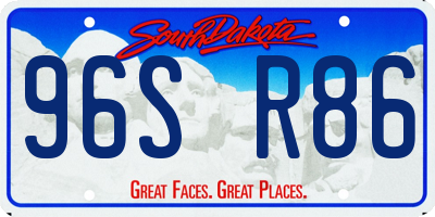 SD license plate 96SR86