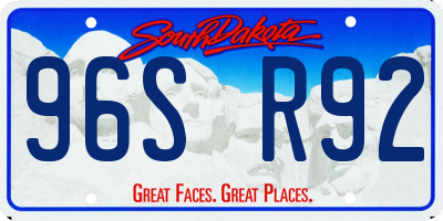 SD license plate 96SR92