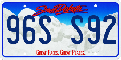 SD license plate 96SS92