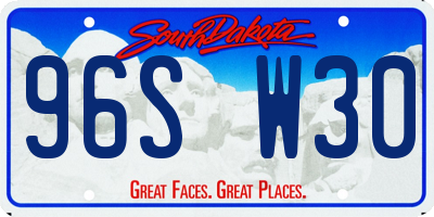 SD license plate 96SW30