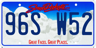 SD license plate 96SW52