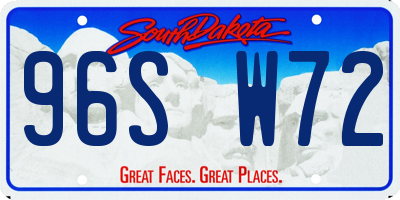 SD license plate 96SW72