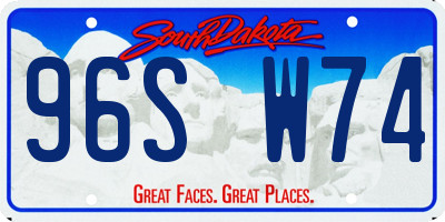 SD license plate 96SW74