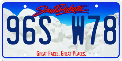 SD license plate 96SW78