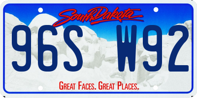 SD license plate 96SW92