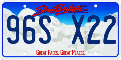 SD license plate 96SX22