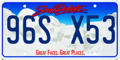SD license plate 96SX53