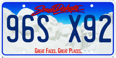 SD license plate 96SX92