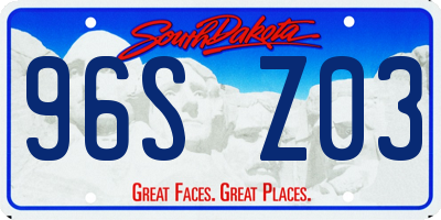 SD license plate 96SZ03