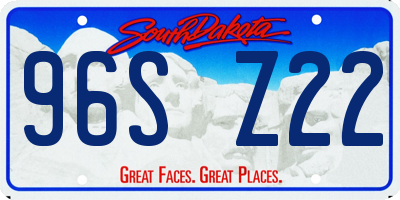 SD license plate 96SZ22