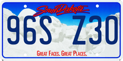 SD license plate 96SZ30