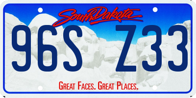 SD license plate 96SZ33