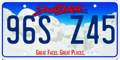 SD license plate 96SZ45