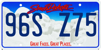 SD license plate 96SZ75