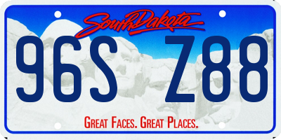 SD license plate 96SZ88