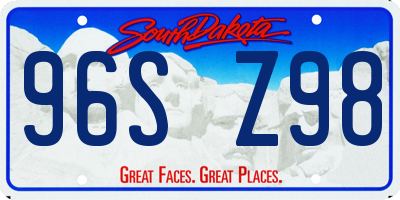 SD license plate 96SZ98