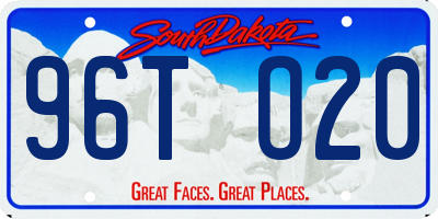 SD license plate 96TO20
