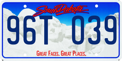 SD license plate 96TO39