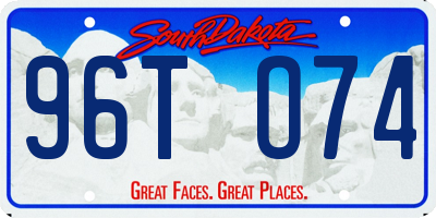 SD license plate 96TO74