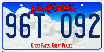 SD license plate 96TO92