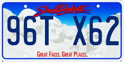 SD license plate 96TX62