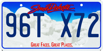 SD license plate 96TX72