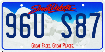 SD license plate 96US87