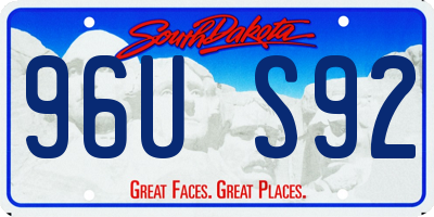 SD license plate 96US92