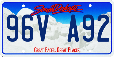 SD license plate 96VA92