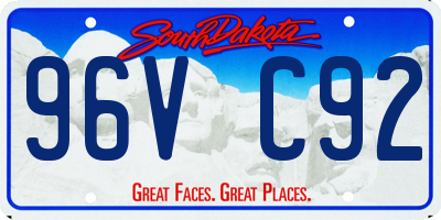 SD license plate 96VC92
