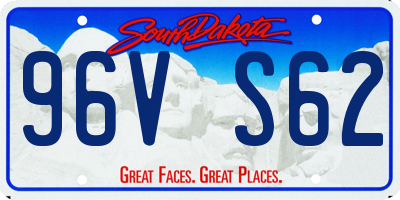 SD license plate 96VS62