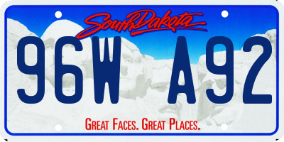 SD license plate 96WA92