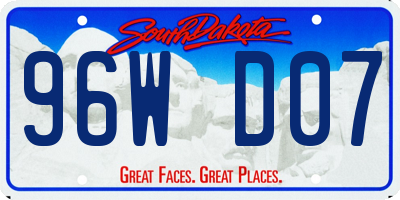SD license plate 96WD07