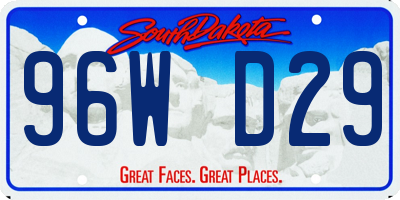 SD license plate 96WD29