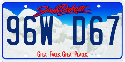 SD license plate 96WD67