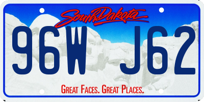 SD license plate 96WJ62