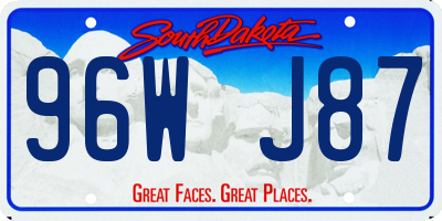 SD license plate 96WJ87