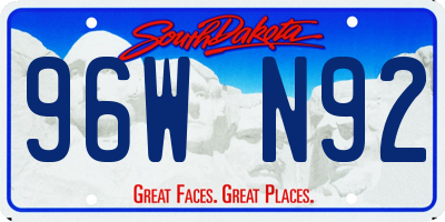 SD license plate 96WN92