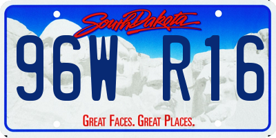SD license plate 96WR16