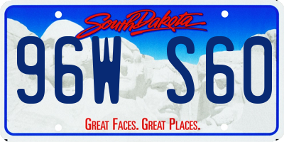 SD license plate 96WS60