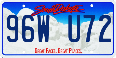 SD license plate 96WU72