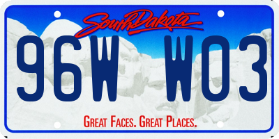SD license plate 96WW03