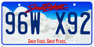 SD license plate 96WX92