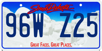 SD license plate 96WZ25