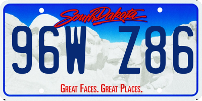 SD license plate 96WZ86