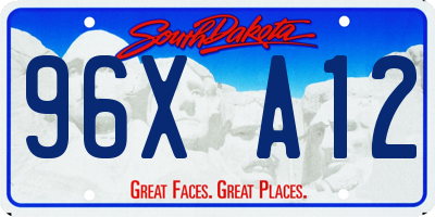 SD license plate 96XA12