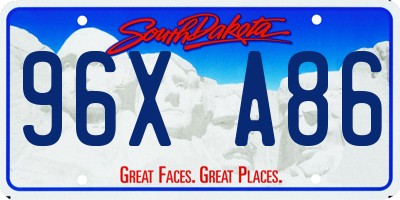 SD license plate 96XA86