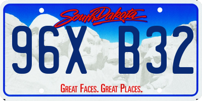SD license plate 96XB32